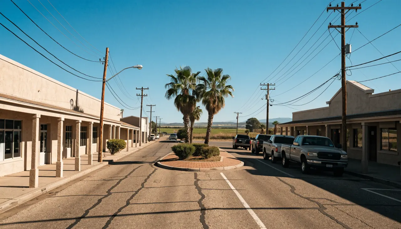 Centro del pueblo de Holtville al este del Valle Imperial