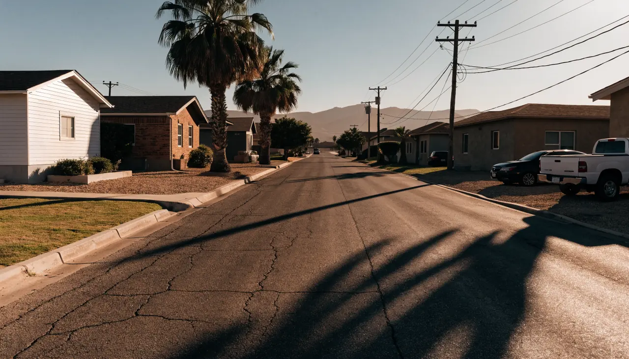 Vecindario residencial del poniente de Calexico con calles tranquilas